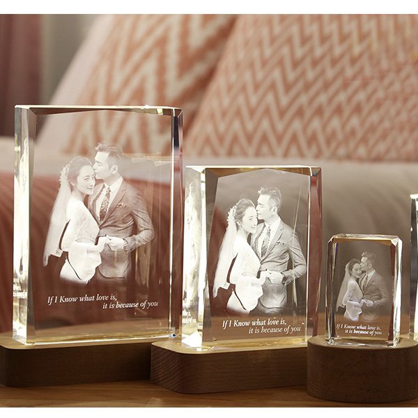 照片雕刻LED燈木底座紙鎮