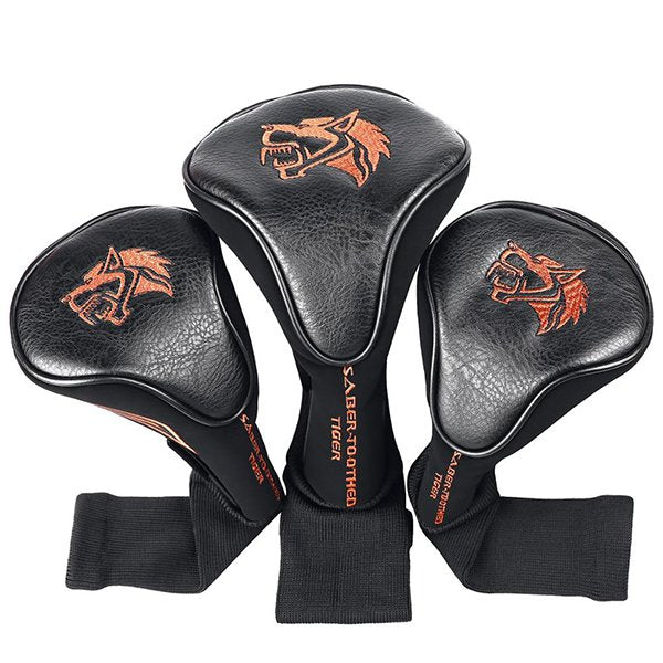 刺繡PU皮革高爾夫球桿頭套