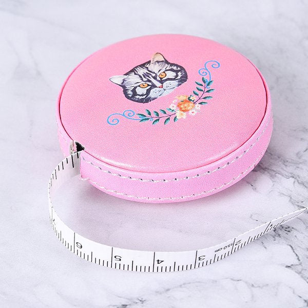 可愛貓咪皮製捲尺-圓形造型