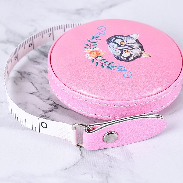 可愛貓咪皮製捲尺-圓形造型