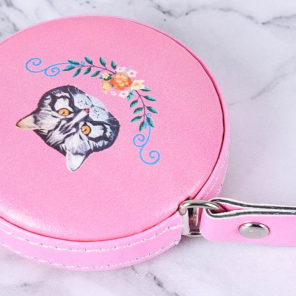 可愛貓咪皮製捲尺-圓形造型