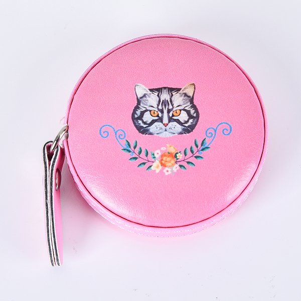 可愛貓咪皮製捲尺-圓形造型