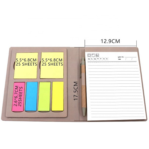 3合1高質感PU兩折便利貼套組