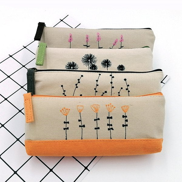 麻布小青新刺繡筆袋