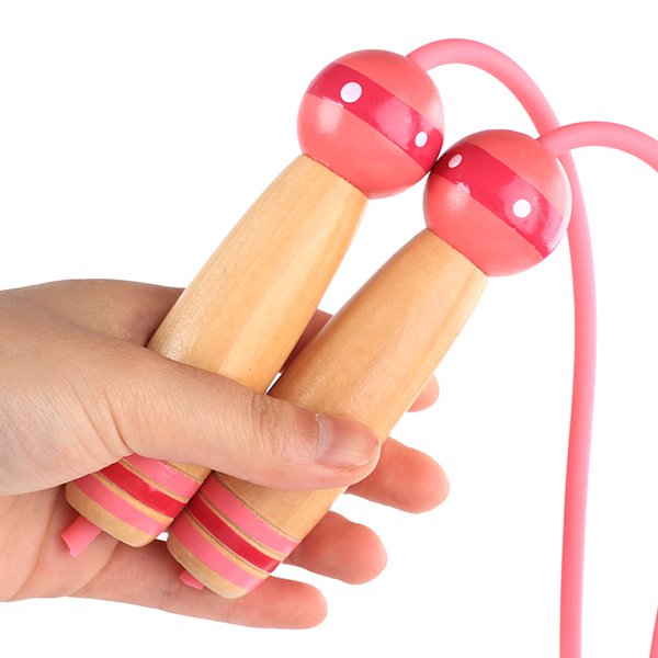 木頭手柄跳繩-PVC繩-可調節繩長