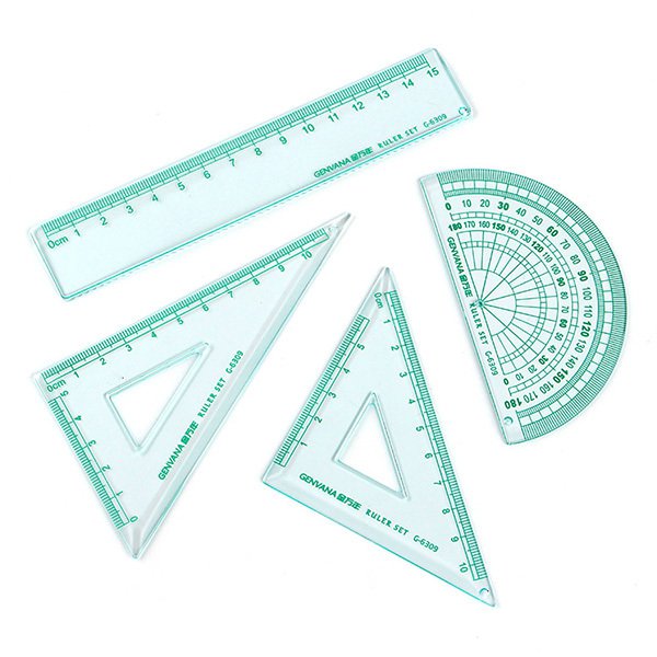 半透明測量尺-PS三角尺4件套組
