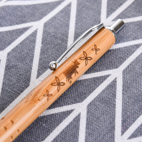 按壓式竹製筆管單色筆