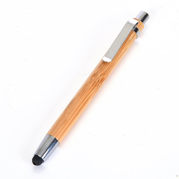 按壓式竹製觸控圓子筆