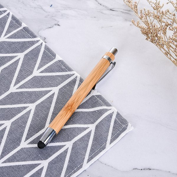 按壓式竹製觸控圓子筆