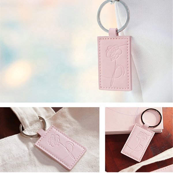 粉色PU皮革壓印鑰匙圈