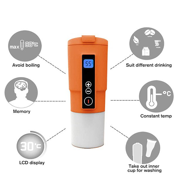 380ml車用智能加熱304不銹鋼隨行杯