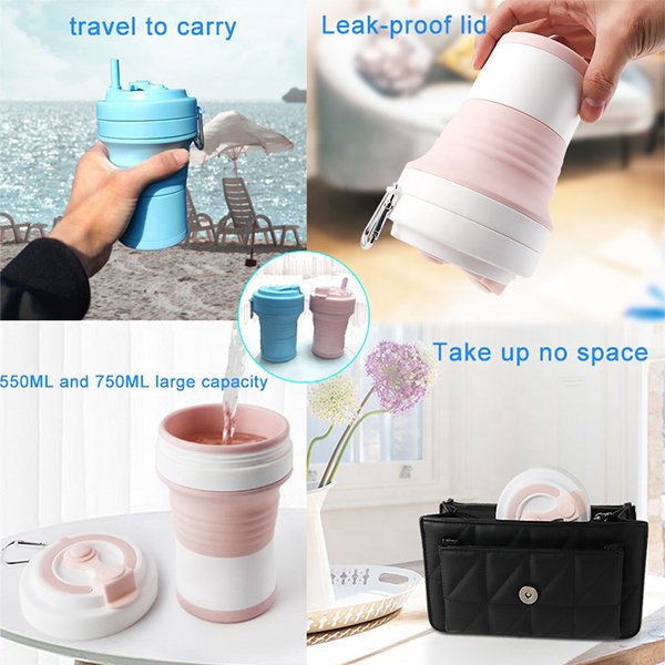 550ml可折疊食品級有機矽膠隨行杯