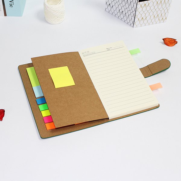 3合1彩色二折式子母扣便條紙套組
