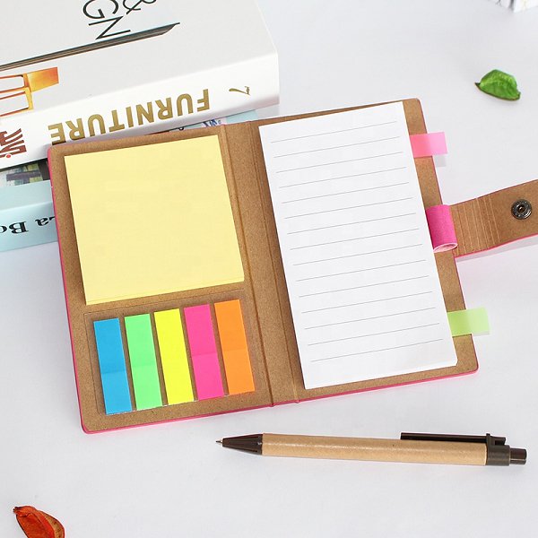 4合1附環保筆二折式子母扣便條紙套組