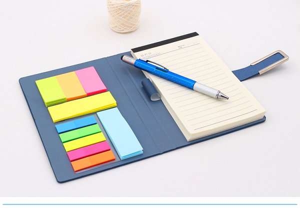 4合1附圓珠筆二折式彈力繩便條紙套組