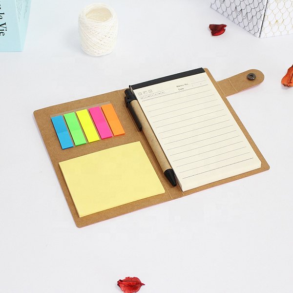 3合1小口袋二折式子母扣便條紙套組