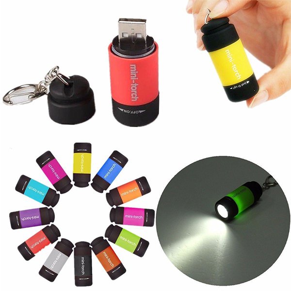 迷你USB可充電LED鑰匙圈手電筒