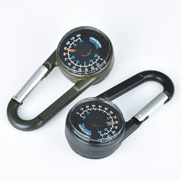 2合1雙面顯示登山扣溫度計指南針