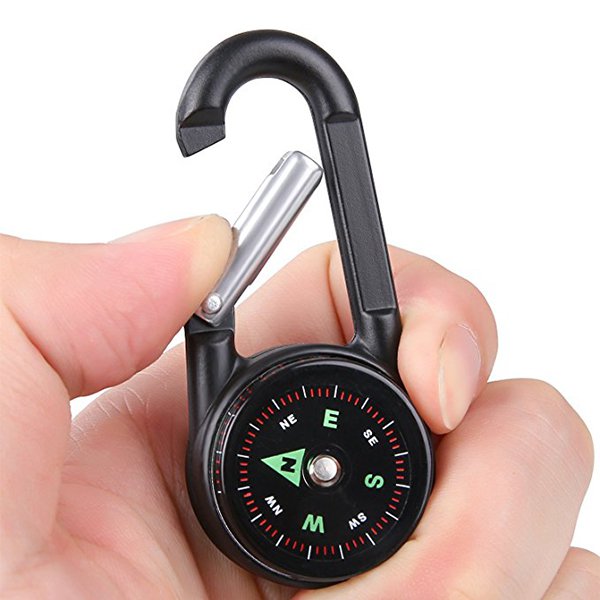 2合1雙面顯示登山扣溫度計指南針