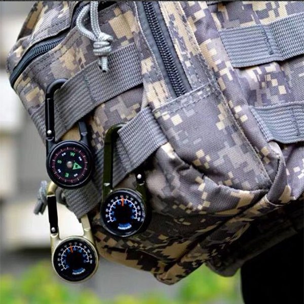 2合1雙面顯示登山扣溫度計指南針