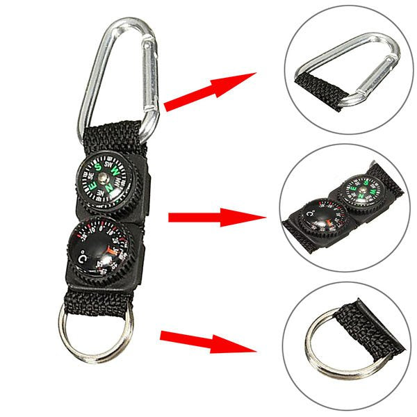 2合1登山扣溫度計指南針