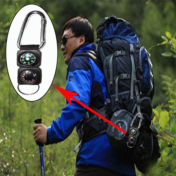 2合1登山扣溫度計指南針