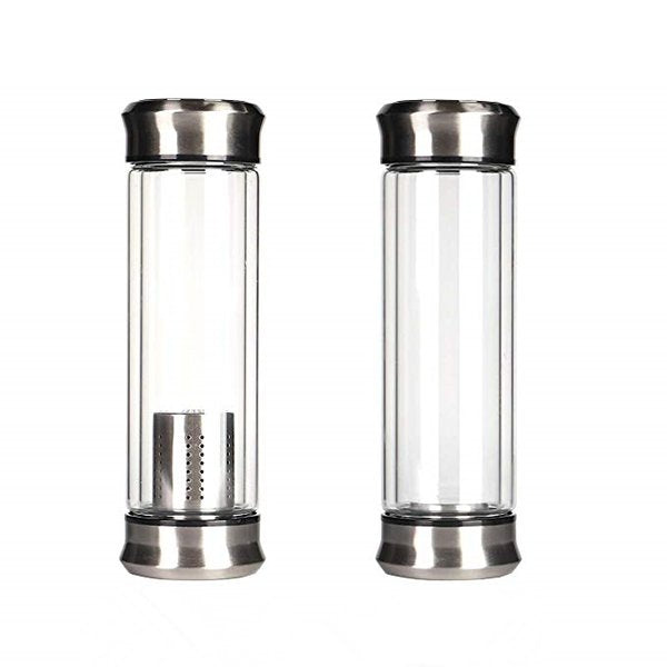 380ml雙層不倒翁玻璃杯-附濾茶器