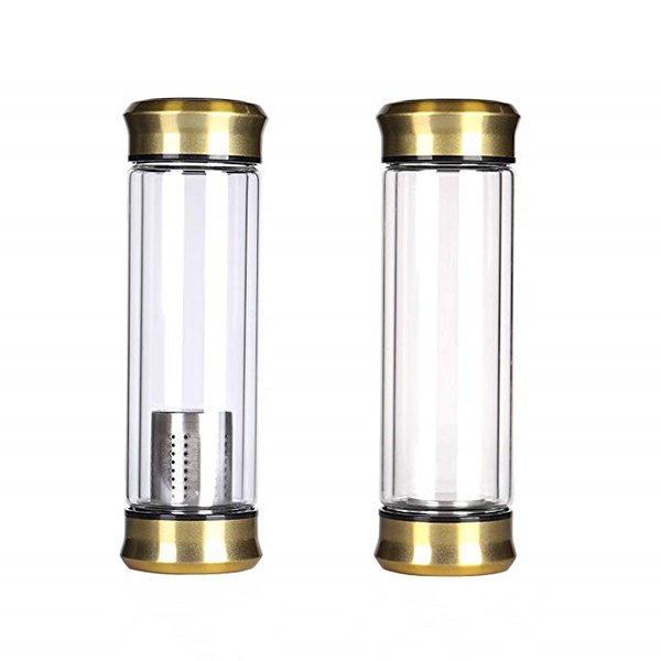 380ml雙層不倒翁玻璃杯-附濾茶器