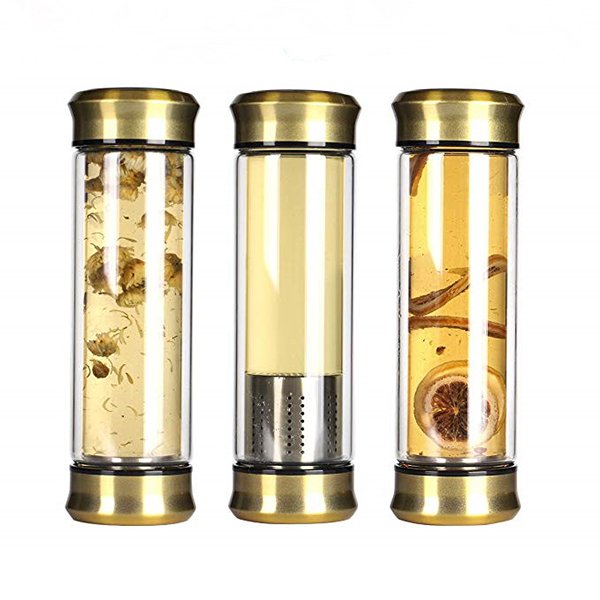 380ml雙層不倒翁玻璃杯-附濾茶器