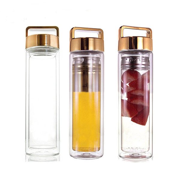 400ml手提把雙層玻璃杯-附濾茶器