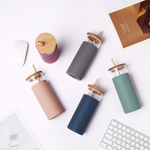 500ml莫蘭迪色系杯套玻璃杯