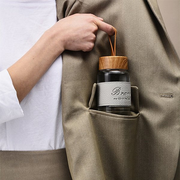 300ml皮革杯套玻璃杯