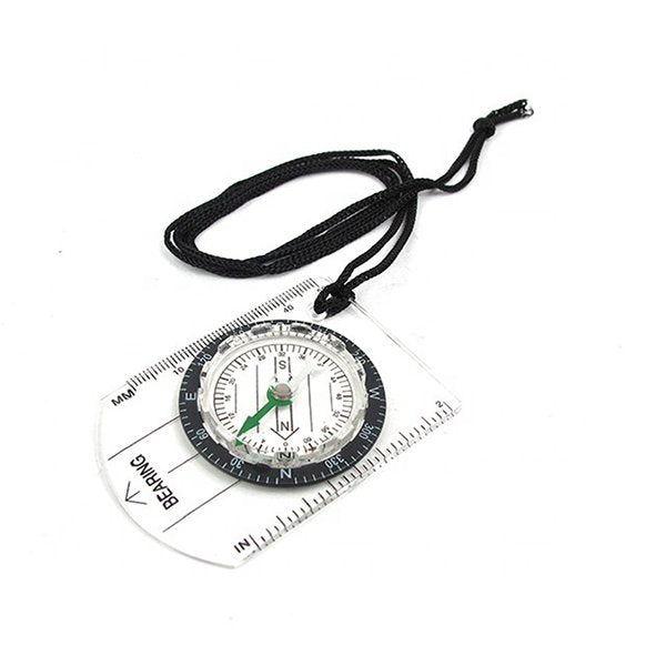 2合1附掛繩小巧塑膠放大鏡指南針