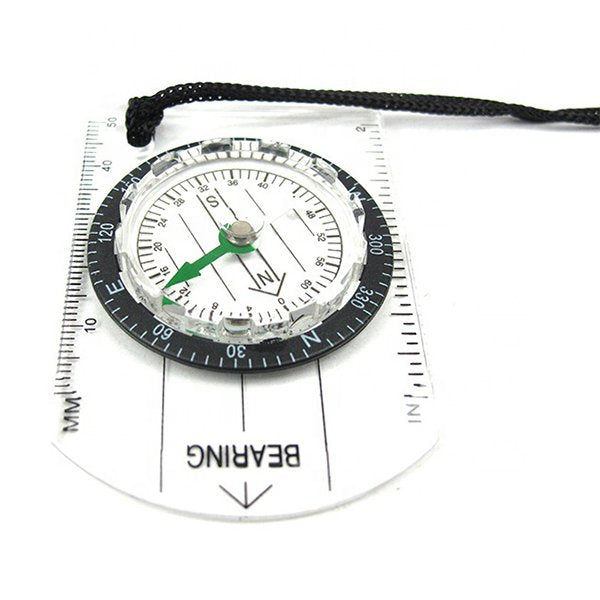 2合1附掛繩小巧塑膠放大鏡指南針