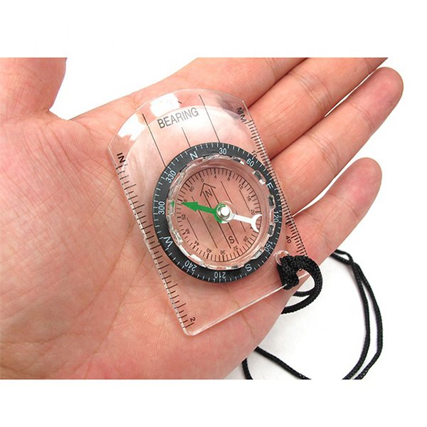 2合1附掛繩小巧塑膠放大鏡指南針