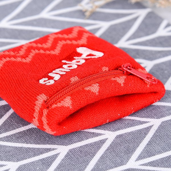 拉鍊式棉質緹花運動腕帶