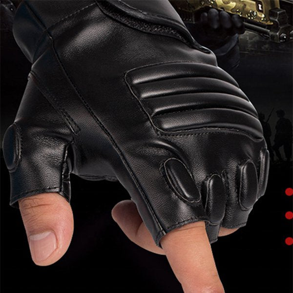 半指防滑PU皮革運動手套