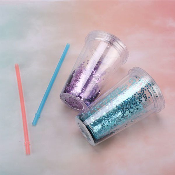 亮粉吸管塑膠杯