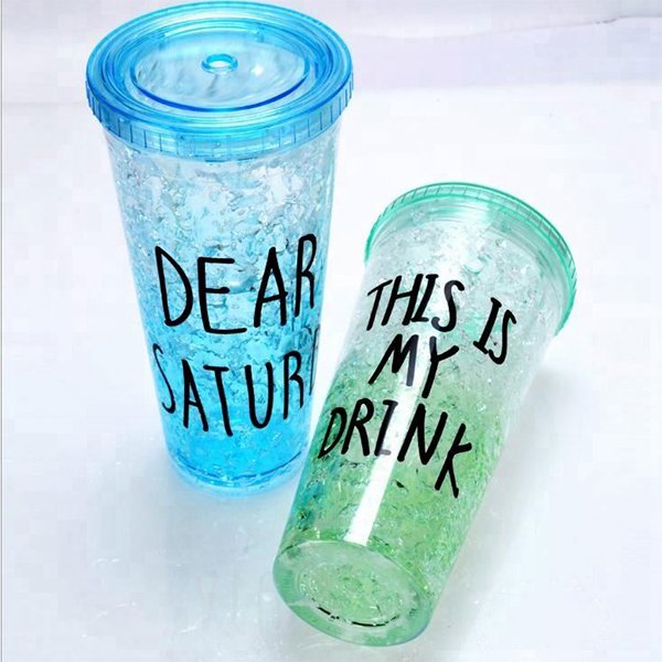 420ml雙層塑膠吸管杯