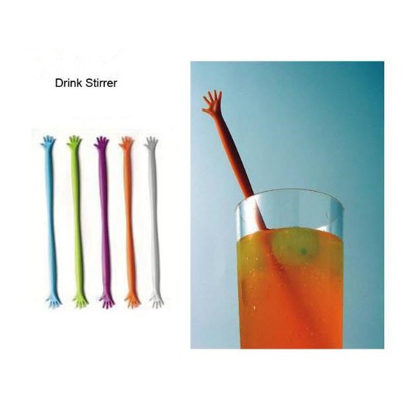 彩色手掌造型PP雞尾酒飲料攪拌棒