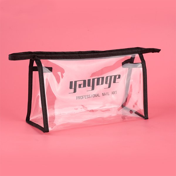 黑邊手提透明化妝拉鍊包