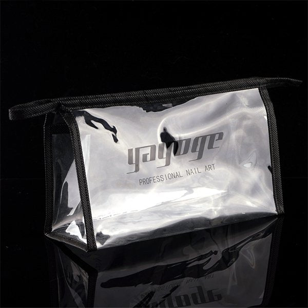黑邊手提透明化妝拉鍊包