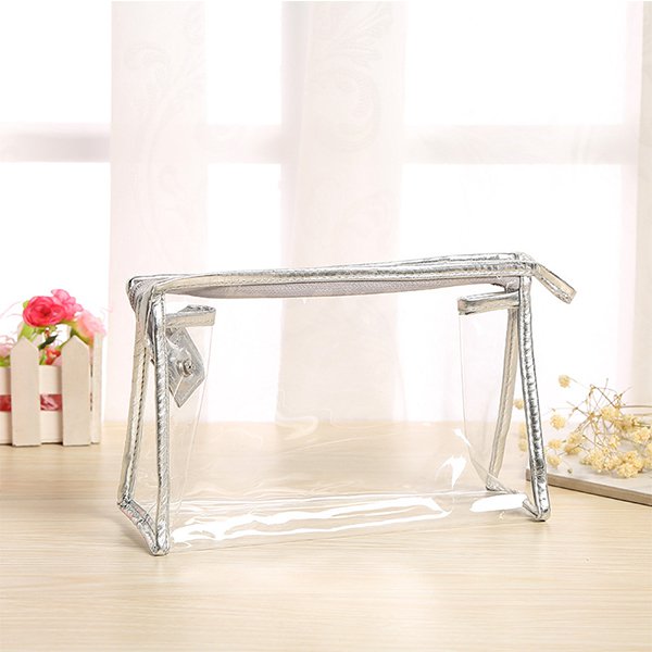 PVC金屬色邊透明化妝包