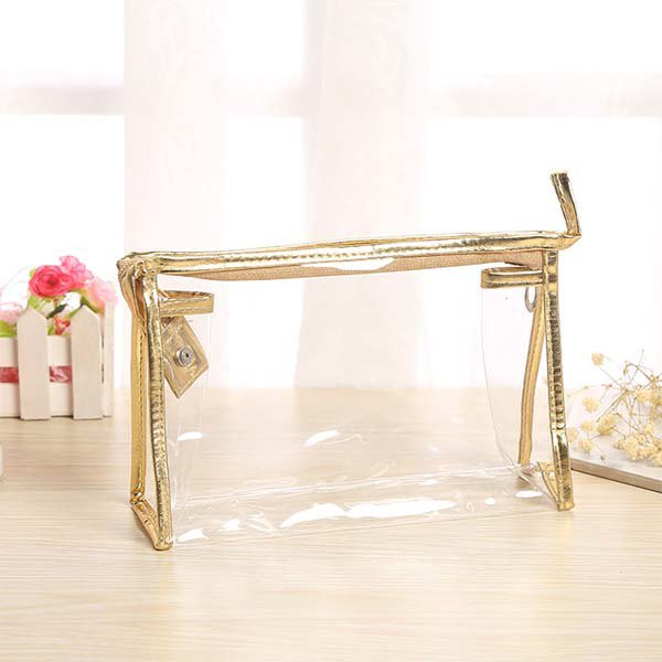 PVC金屬色邊透明化妝包