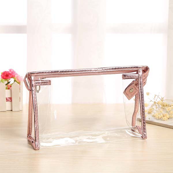 PVC金屬色邊透明化妝包