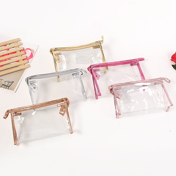 PVC金屬色邊透明化妝包