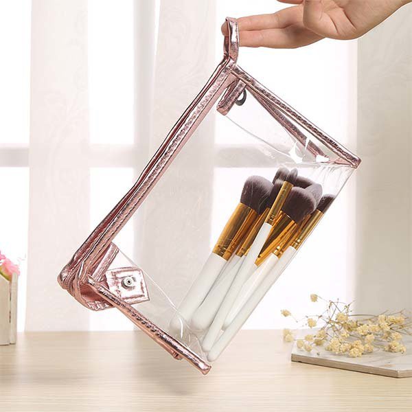 PVC金屬色邊透明化妝包