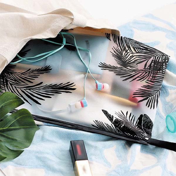 黑色手提PVC磨砂透明化裝袋