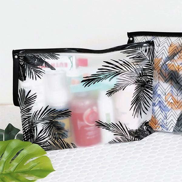 黑色手提PVC磨砂透明化裝袋