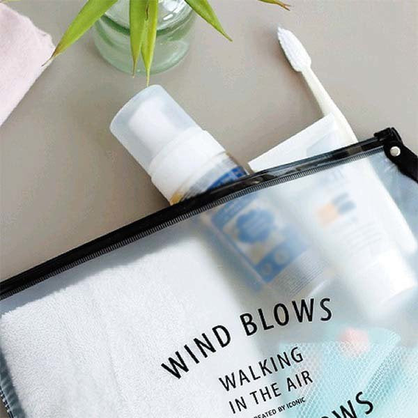 黑色手提PVC磨砂透明化裝袋